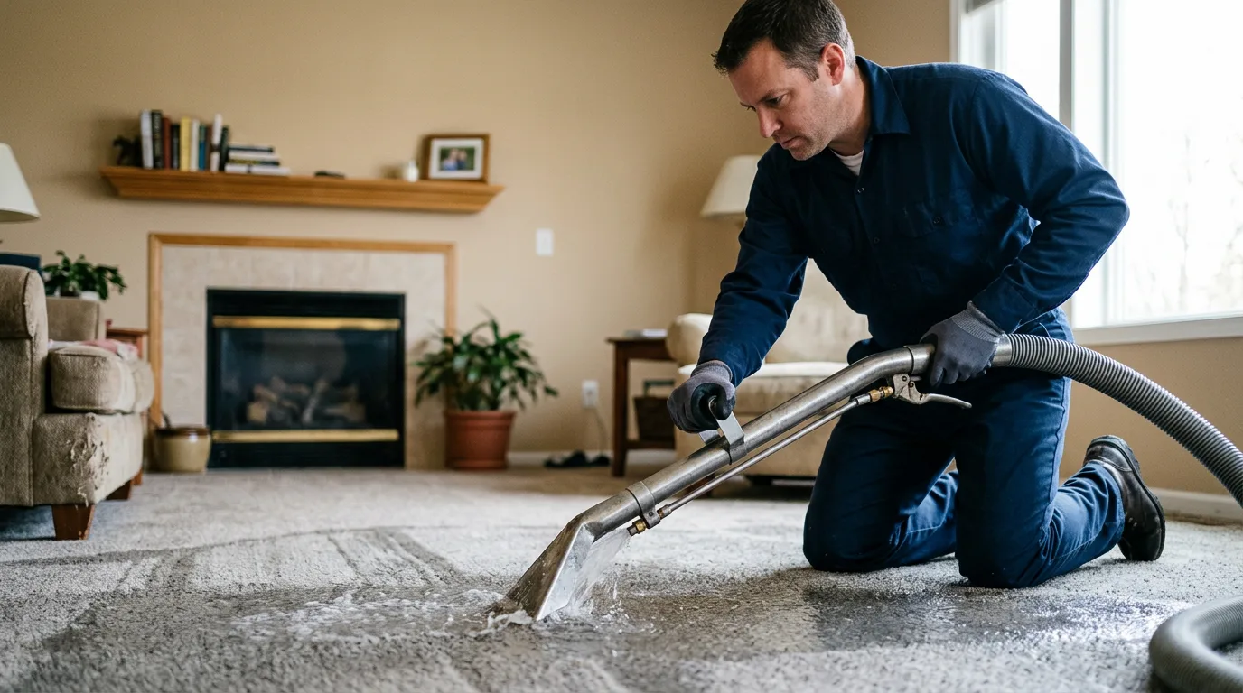 Water damage restoration technician working near Syracuse, IN